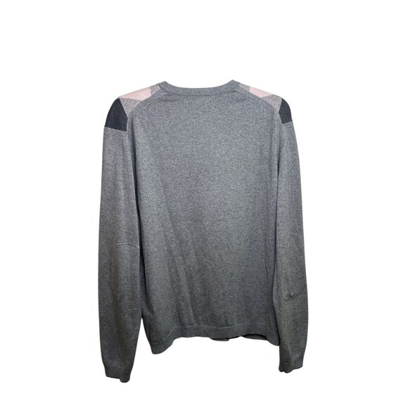Banana Republic V-Neck Sweater Argyle Pink Gray Silk Cashmere Elbow Patch Small - Picture 4 of 10